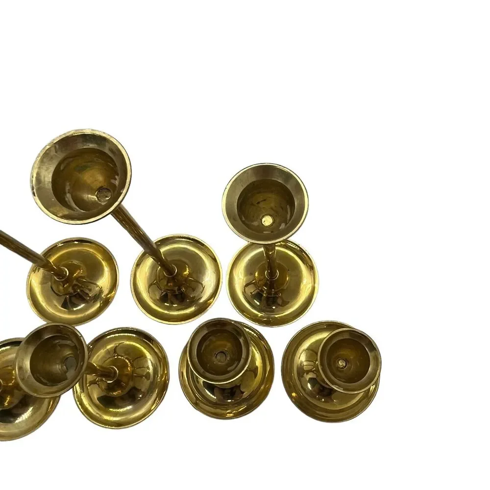 Brass Candlestick Holders Graduated Set of Seven Vintage Wedding Mantle Holiday